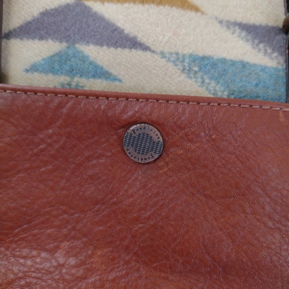 Pendleton Wyeth Trail Tote Open Top Wool & Leather Bag Southwest Aztec Print - Picture 6 of 15